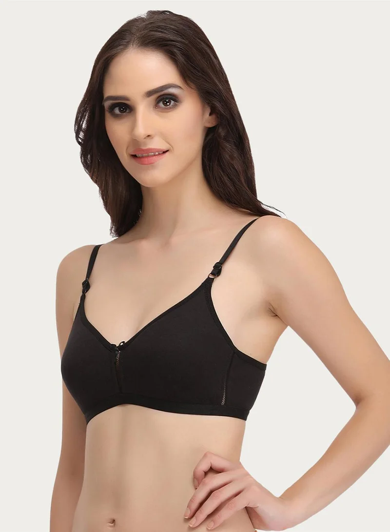 Clovia Multicolour Smoothie Non-Padded Non-Wired Full Coverage T-shirt Bra in Red & Black - Cotton for Women | Best Price UAE